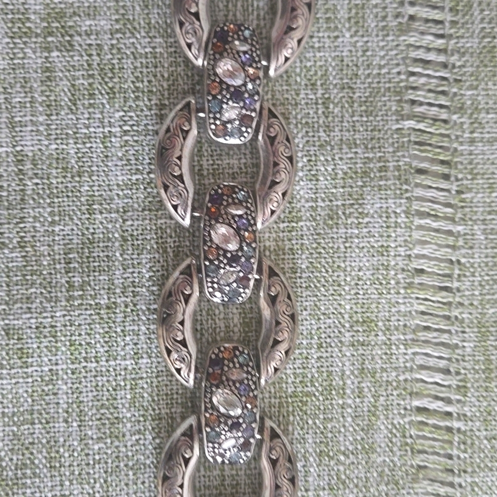 Brighton Chunky Silver Plated Gemstone Link Bracelet